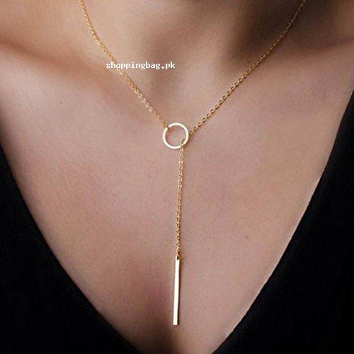 Women Gold Punk Rock Stick Necklace