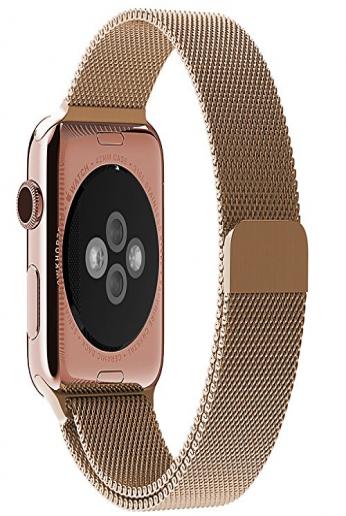 JETech Apple Watch Band 42mm Milanese Loop with Unique Magnet Lock Stainless Steel Bracelet Strap Bands (Rose Gold)