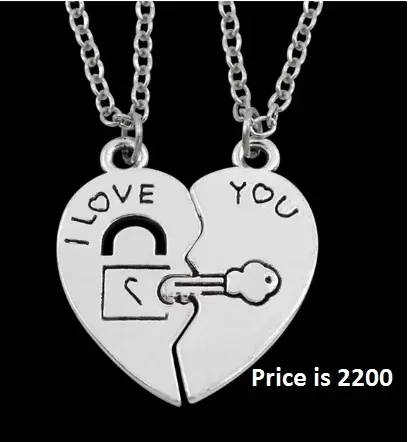 Couple Lover Gift Key and Broken Heart Necklace