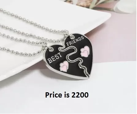 Best Friend Broken Heart necklace With Pink Heart