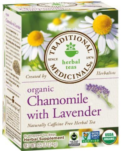 Organic Chamomile Caffeine Free Herbal Tea with Lavender by Traditional Medicinals , 16 Count