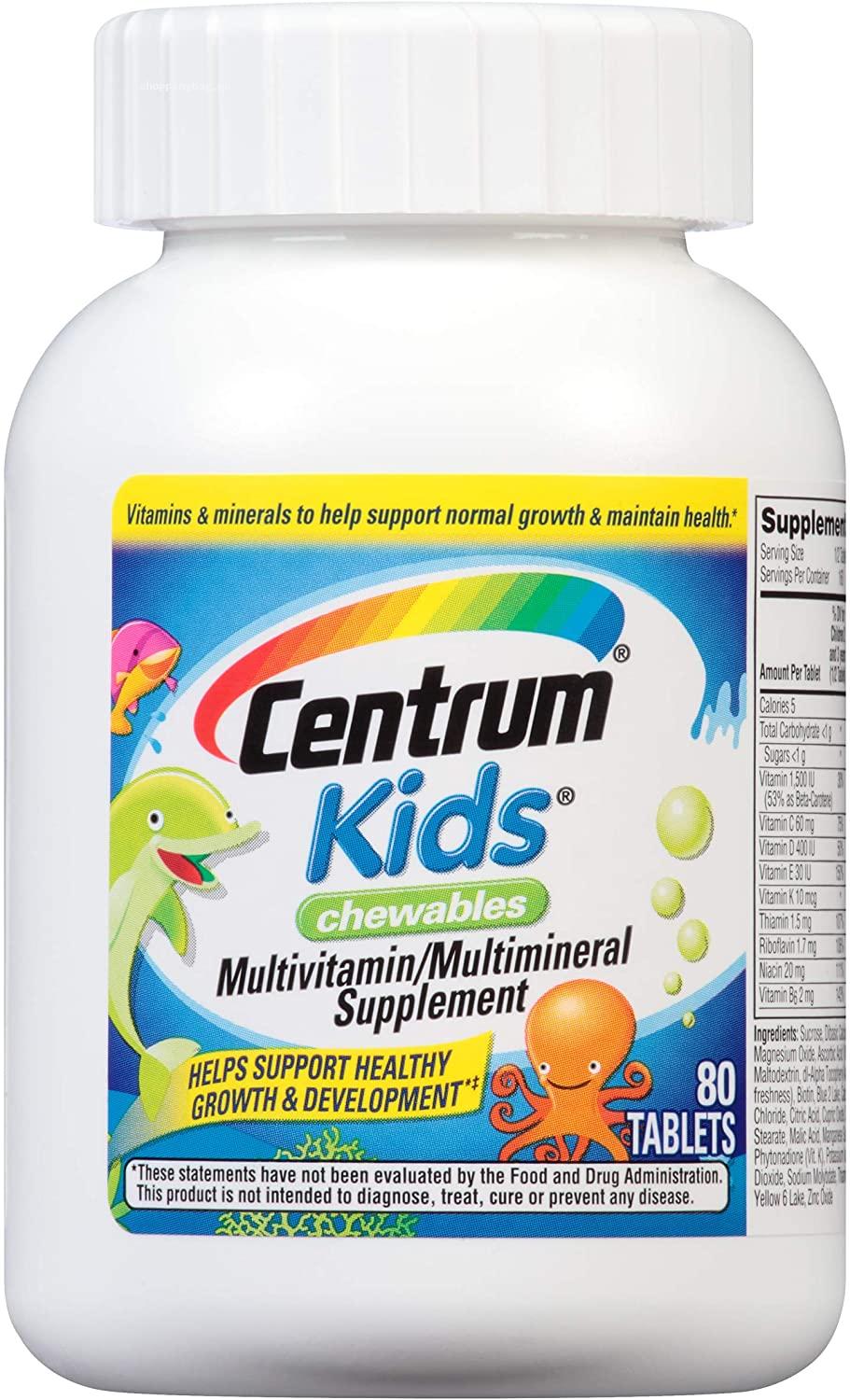 Centrum Chewable Multivitamin/Multimineral Supplement for Kids - 80 Count