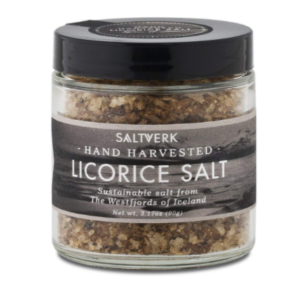 Saltverk Licorice Sea Salt Handcrafted Gourmet Salt Flakes - 3.17 Ounces