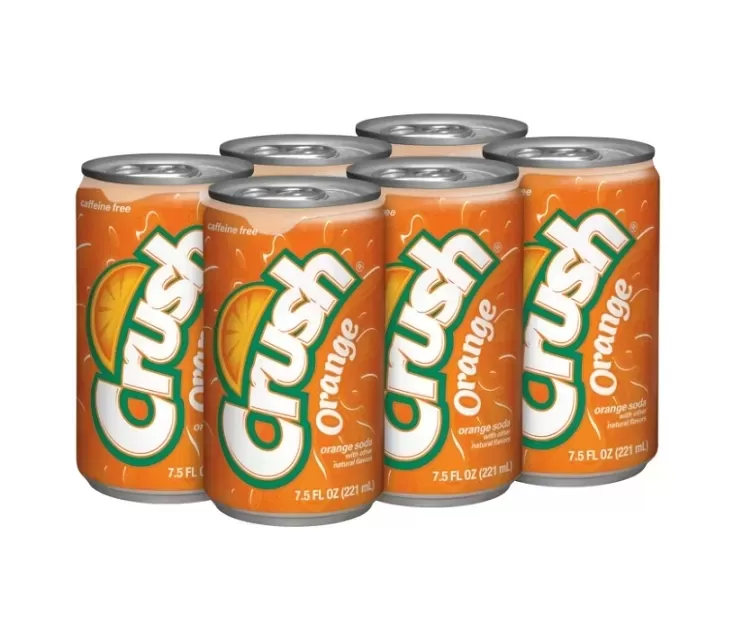 Crush Orange Soda Drink Decaffeinated Mini Can 221 ml