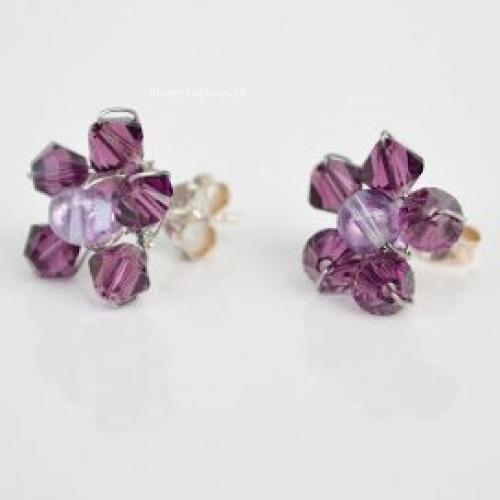 Amethyst Silver Earring Gem Stone Handmade by Flower GemStone